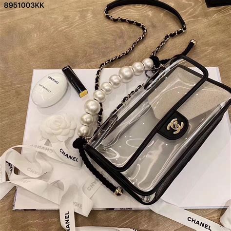 chanel giant pearl bag|Chanel clear tote bag.